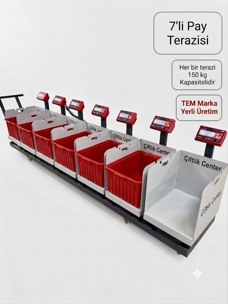 TEM Profesyonel 7'li Kurban Paylama Terazisi (Her Biri 150 kg Kapasiteli)